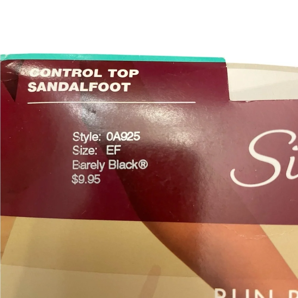 Hanes Silk Reflections Control Top Sandalfoot Pantyhose BARELY BLACK Size EF NEW